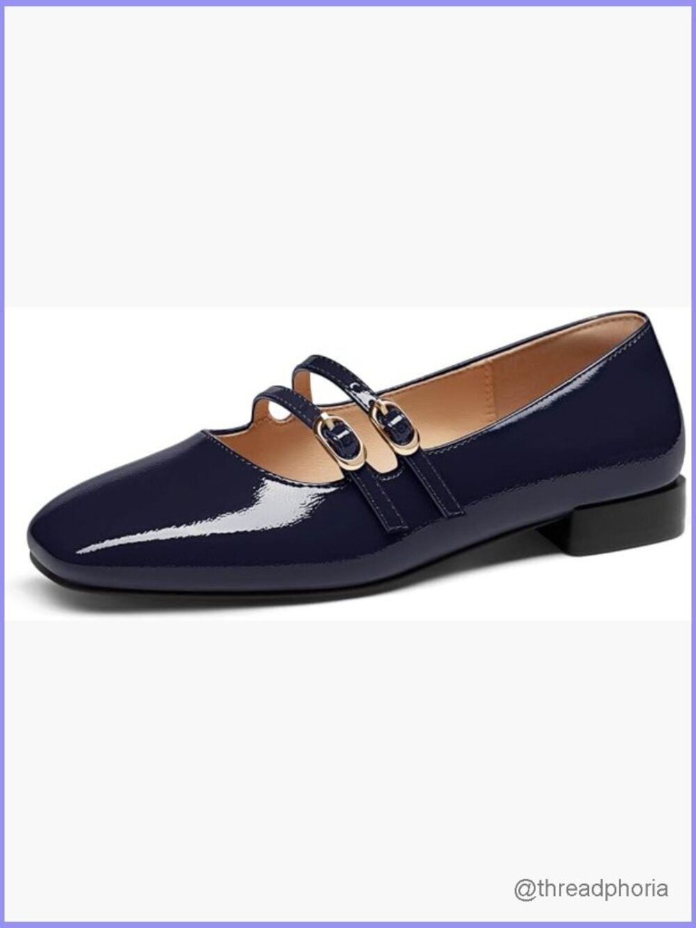 Women's Square Toe Mary Jane Flats Double Strap Slip On Dressy Work Shoes